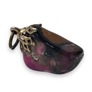 Pink Agate Womens Pendant Jewelry Amber Western Boho Gold 2.5cm